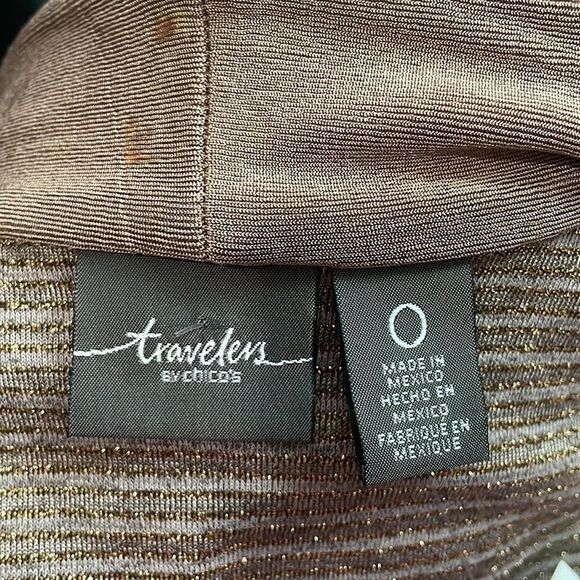 Chico’s Brown Shimmer Open Front Cardigan - Picture 4 of 6
